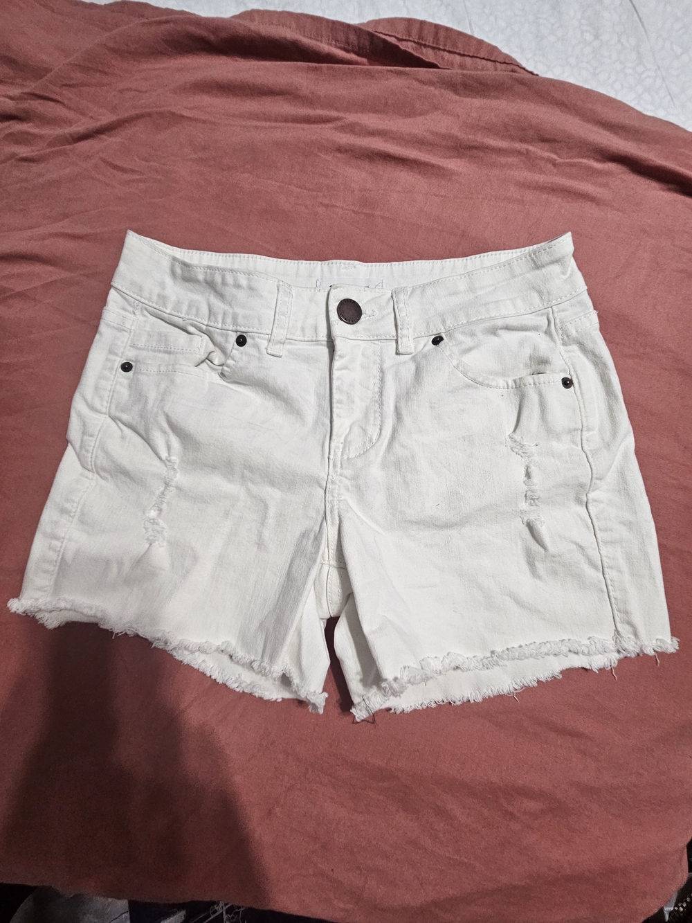O'Neill White Frayed Denim Shorts